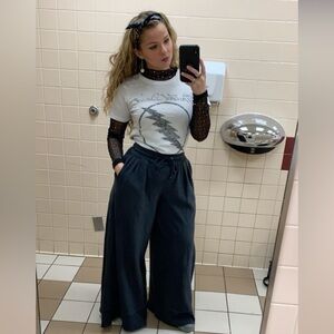 Free People Charcoal Grey Wide Leg Pants